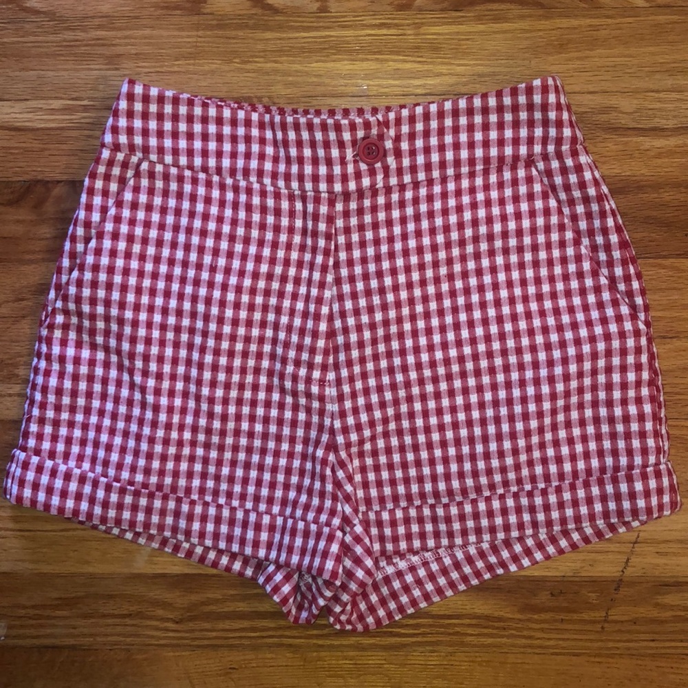red gingham shorts